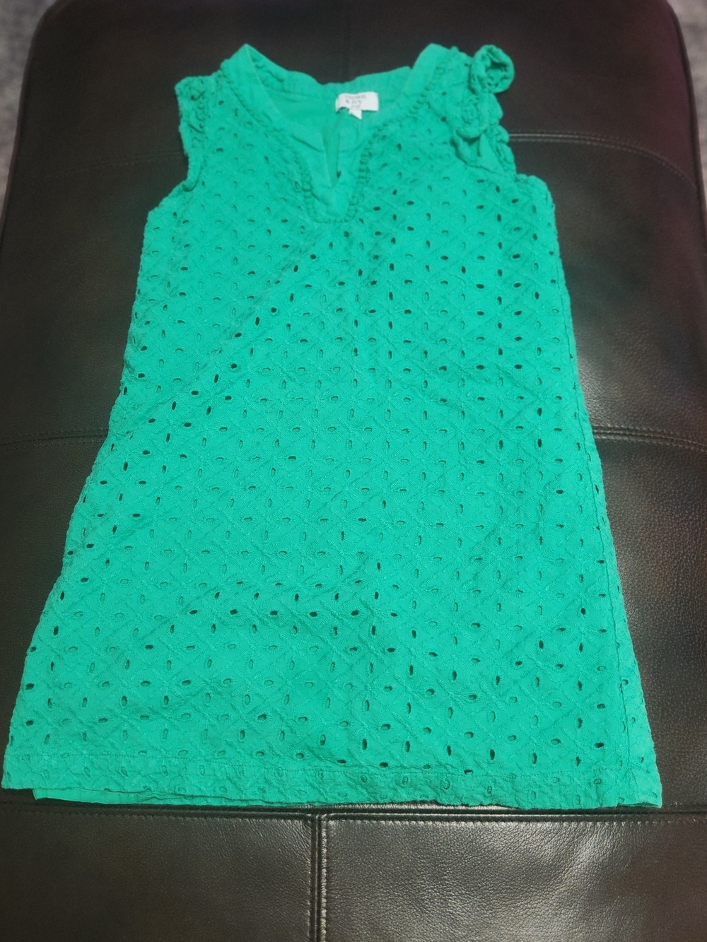 Girls Green Eyelet Sleeveless Shift Dress Crown And Ivy 10